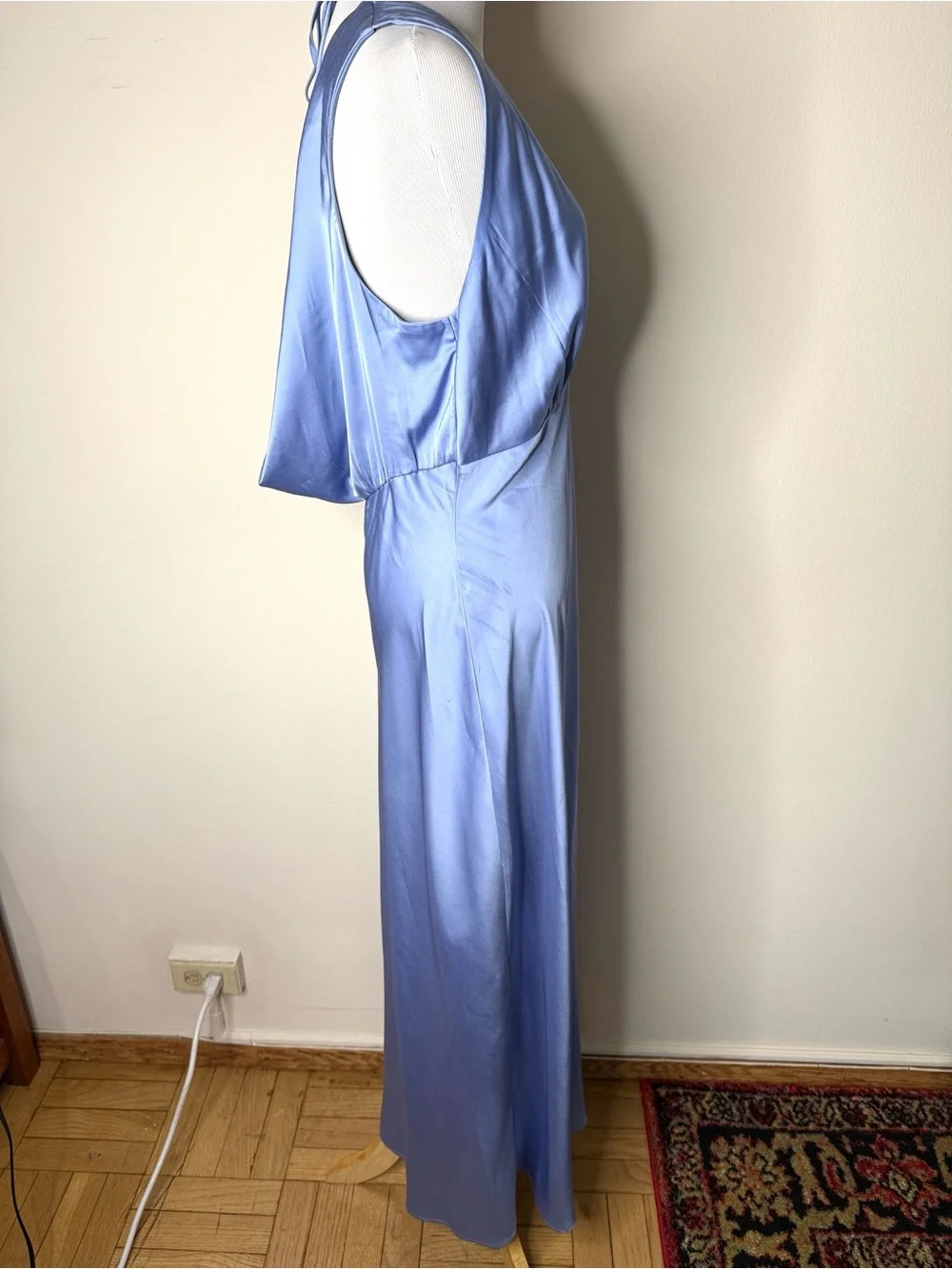 Abercrombie Pale Blue Satin Cowl Back Maxi Dress
